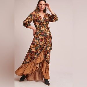 Size M Farm Rio Madrid Wrap Dress Maxi Anthropologie floral